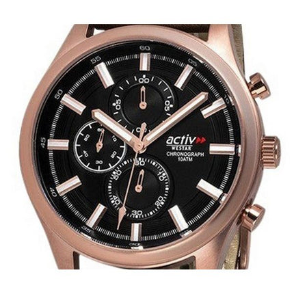 Westar Activ Chronograph Læderrem Black Dial Quartz 90253PPN623 100M herreur