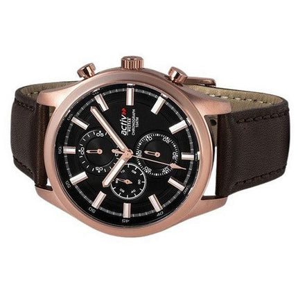 Westar Activ Chronograph Læderrem Black Dial Quartz 90253PPN623 100M herreur