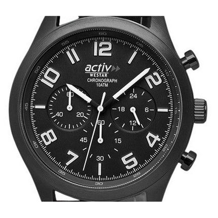 Westar Activ Chronograph Læderrem Black Dial Quartz 90261GGN103 100M herreur