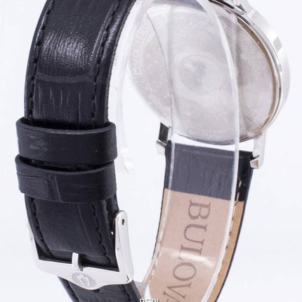 Bulova sort læder 96B104 Herre ur