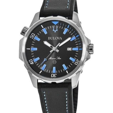 Bulova Marine Star Silicon Rem Black Dial Quartz 96B337 100M herreur