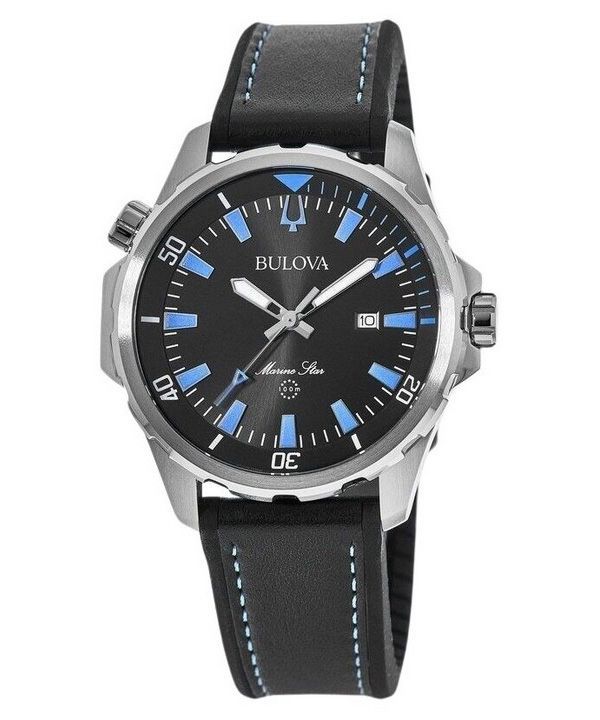 Bulova Marine Star Silicon Rem Black Dial Quartz 96B337 100M herreur