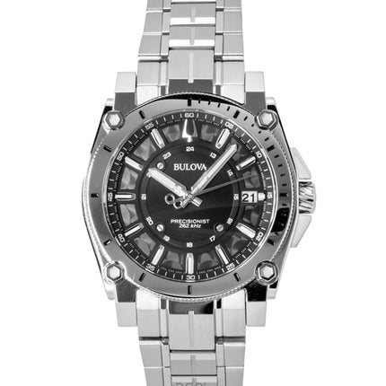 Bulova Icon Precisionist rustfrit stål sort urskive kvarts 96B417 100M herreur