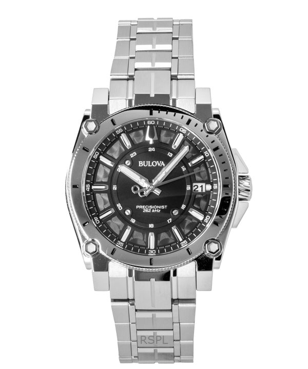 Bulova Icon Precisionist rustfrit stål sort urskive kvarts 96B417 100M herreur