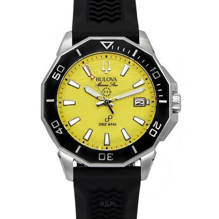 Bulova Marine Star sort silikonerem Gul skive Precisionist Quartz Diver&#39,s 200M 96B431 herreur