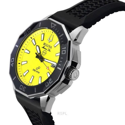 Bulova Marine Star sort silikonerem Gul skive Precisionist Quartz Diver&#39,s 200M 96B431 herreur