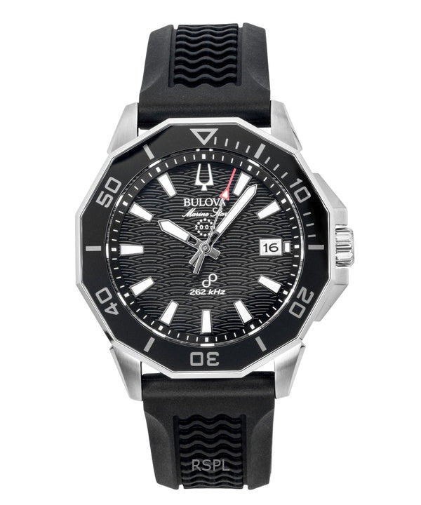 Bulova Marine Star Precisionist silikonerem sort urskive kvarts dykkerur 96B432 200M herreur