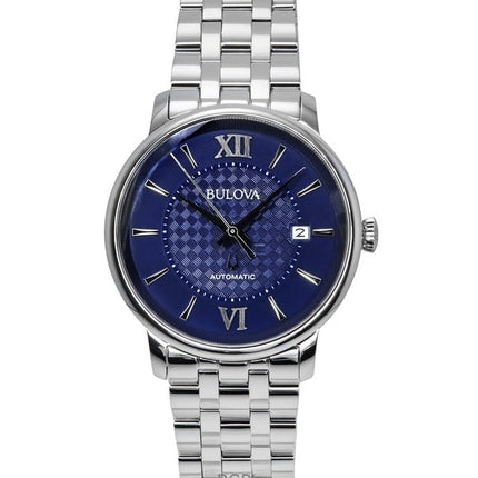 Bulova Hudson rustfrit stål blå skive automatisk 96B447 herreur
