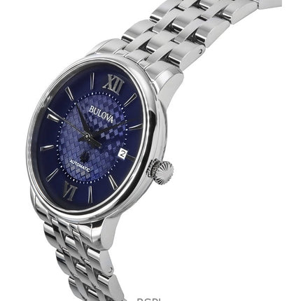 Bulova Hudson rustfrit stål blå skive automatisk 96B447 herreur