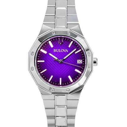 Bulova Prestige rustfrit stål lilla urskive kvarts 96M168 100M dameur