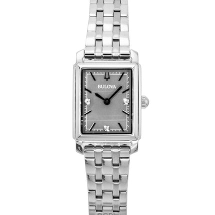 Bulova Sutton Diamond Accents rustfrit stål grå perlemor urskive kvarts 96P252 dameur