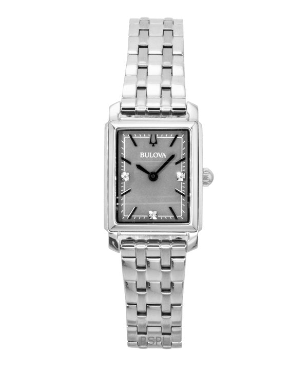 Bulova Sutton Diamond Accents rustfrit stål grå perlemor urskive kvarts 96P252 dameur