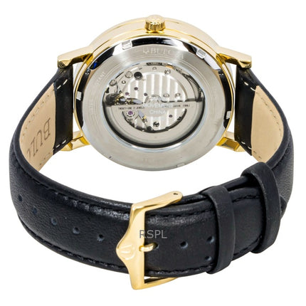 Bulova American Clipper læderrem åben hjerte sort urskive automatisk 97A154 herreur