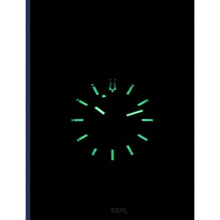 Bulova Marine Star Gold Tone Rustfrit Stål Sort Urskive Automatisk Diver&#39,s 97A174 200M herreur