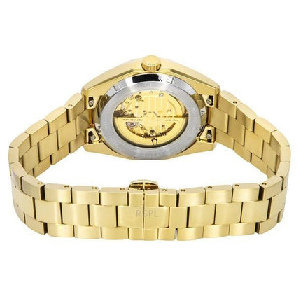 Bulova Surveyor Gold Tone Rustfrit Stål Åbent Hjerte Champagne Urskive Automatisk 97A182 Herreur