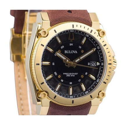 Bulova Icon Precisionist læderrem Black Dial Quartz 97B216 100M herreur