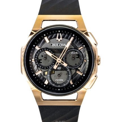 Bulova Curv Chronograph gummirem sort urskive kvarts 98A185 herreur