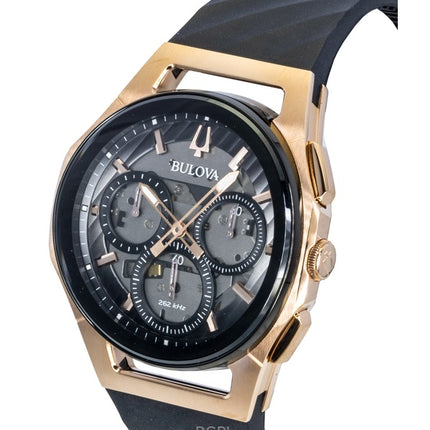 Bulova Curv Chronograph gummirem sort urskive kvarts 98A185 herreur