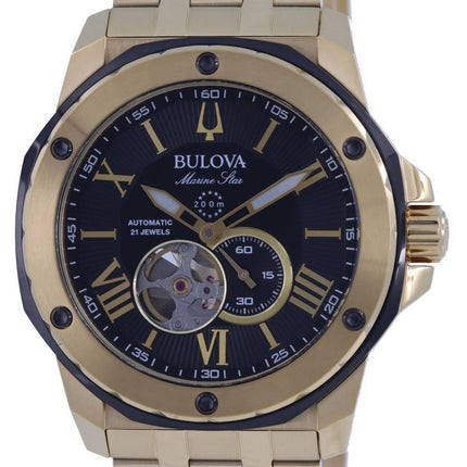Bulova Marine Star Open Heart Black Dial Automatisk dykkers 98A273 200M herreur