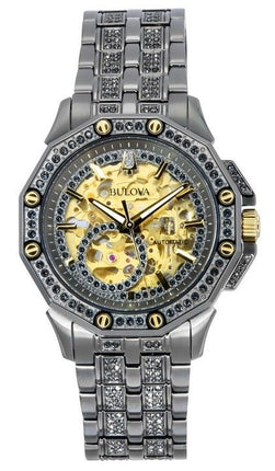 Bulova Octava Krystal Accenter Rustfrit Stål Skelet Guld Urskive Automatisk 98A293 Herreur