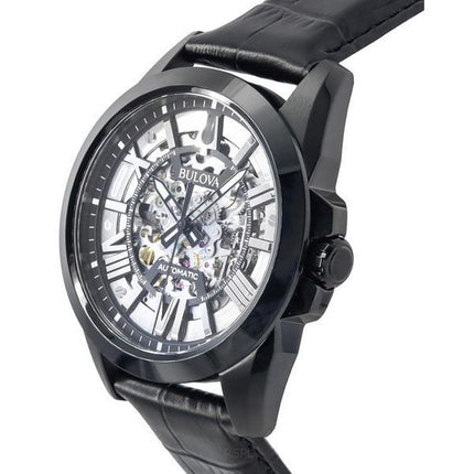 Bulova Classic Sutton Læderrem Sølv Skeleton Dial Automatisk 98A304 100M herreur