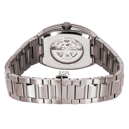 Bulova Maquina rustfrit stål grøn skelet urskive automatisk 98A321 herreur