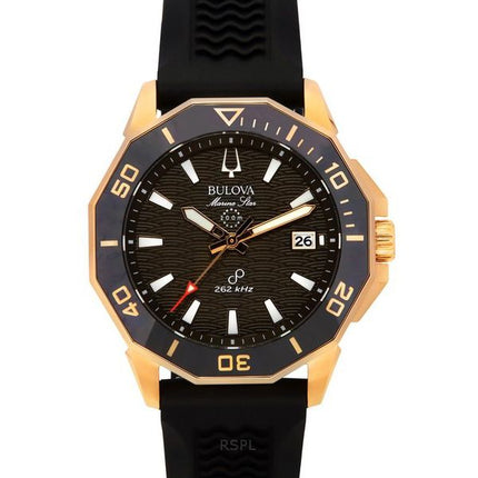 Bulova Marine Star sort silikonerem Brun skive Precisionist Quartz Diver&#39,s 200M 98B421 herreur