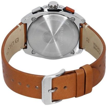 Bulova Racer Chronograph Læderrem Black Dial Quartz 98B427 100M herreur