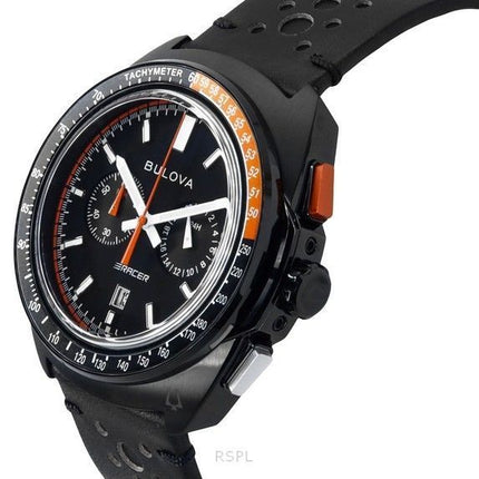 Bulova Racer Chronograph Læderrem Black Dial Quartz 98B428 100M herreur