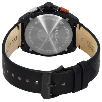 Bulova Racer Chronograph Læderrem Black Dial Quartz 98B428 100M herreur