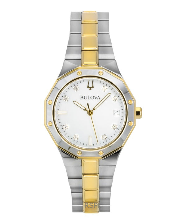 Bulova Prestige rustfrit stål perlemor urskive kvarts 98P234 100M dameur