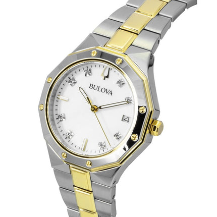Bulova Prestige rustfrit stål perlemor urskive kvarts 98P234 100M dameur