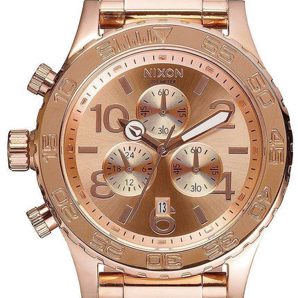 Nixon kvarts Chronograph steg guld-beklæde 200M A037-897-00 Herreur