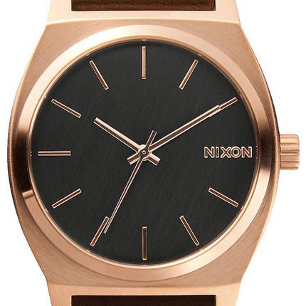 Nixon Time Teller Rose Guld brun læder A045-2001-00 Herreur