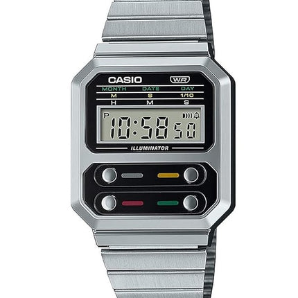 Casio Vintage Digital rustfrit stål A100WE-1A A100WE-1 herreur
