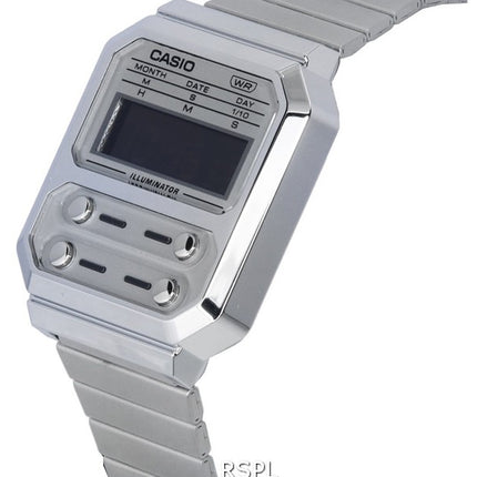 Casio Vintage digitalt rustfrit stål kvarts A100WE-7B A100WE-7B unisex ur