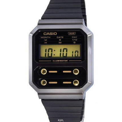 Casio Vintage Digital Rustfrit Stål Kvarts A100WEGG-1A2 Herreur