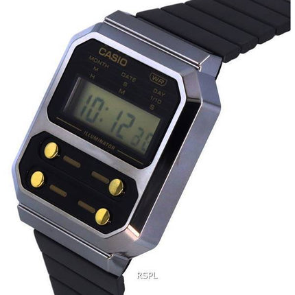 Casio Vintage Digital Rustfrit Stål Kvarts A100WEGG-1A2 Herreur