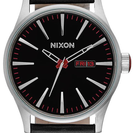 Nixon kvarts Sentry sort læder A105-000-00 Herreur