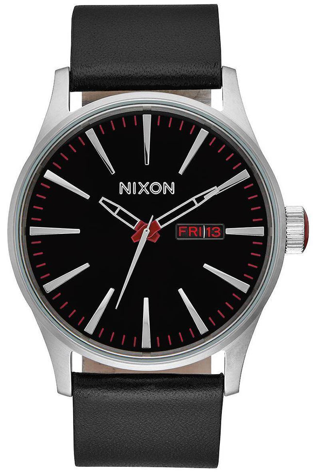 Nixon kvarts Sentry sort læder A105-000-00 Herreur