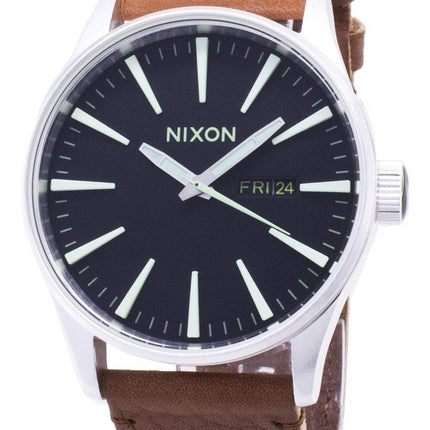 Nixon kvarts skildvagt mørkebrune læder A105-1037-00 Herreur