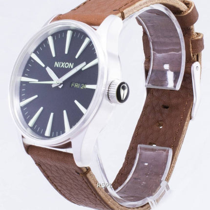 Nixon kvarts skildvagt mørkebrune læder A105-1037-00 Herreur