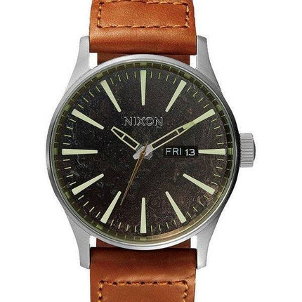 Nixon kvarts Sentry læder mørk kobber Dial A105-1959-00 Herreur