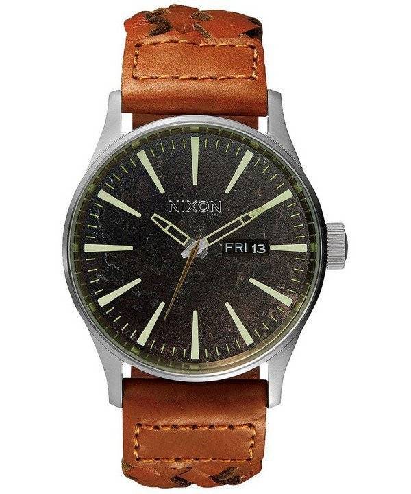 Nixon kvarts Sentry læder mørk kobber Dial A105-1959-00 Herreur