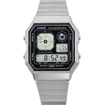 Casio Vintage digitalt rustfrit stål kvarts A130WE-1A unisex ur