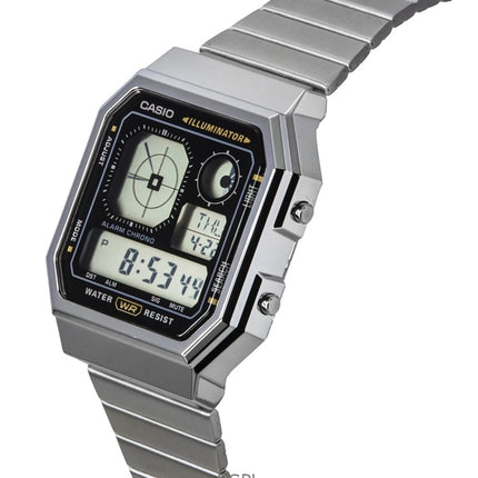 Casio Vintage digitalt rustfrit stål kvarts A130WE-1A unisex ur