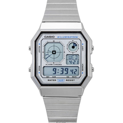 Casio Vintage digitalt rustfrit stål kvarts A130WE-7A unisex ur