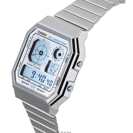 Casio Vintage digitalt rustfrit stål kvarts A130WE-7A unisex ur