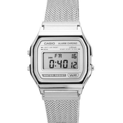 Casio Vintage Digital Rustfrit Stål Mesh Armbånd Quartz A158WEM-7 Unisex Ur