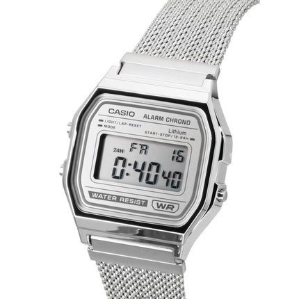 Casio Vintage Digital Rustfrit Stål Mesh Armbånd Quartz A158WEM-7 Unisex Ur